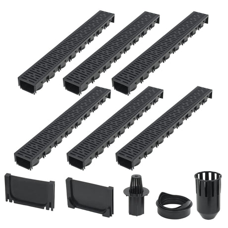 Gouttières de drainage vidaxl 6 m plastique 6 pcs