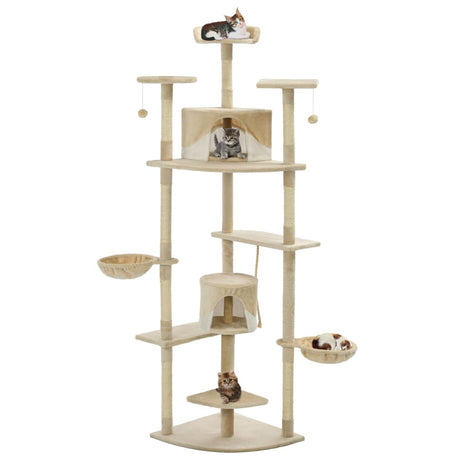 Vidaxl Cat Stracing Post avec sisal Scratch Posts 203 cm beige et blanc