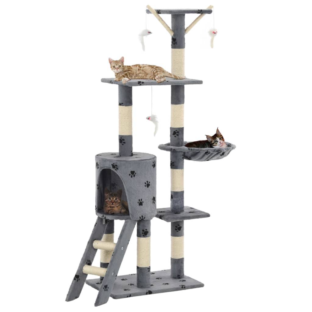 Vidaxl Cat Scratch Post avec Sisal Scratch Posts 138 cm POOTPRINTS GREY