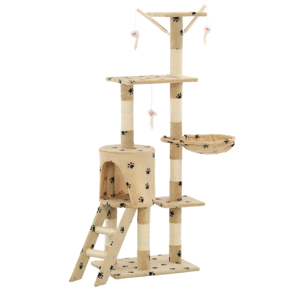 Vidaxl Cat Scratch Post avec sisal Scratch Posts 138 cm Pootprints Beige