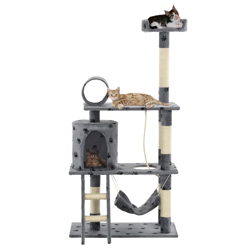 Vidaxl Cat Scratch Post avec Sisal Scratch Posts 140 cm POOTPRINTS GREY