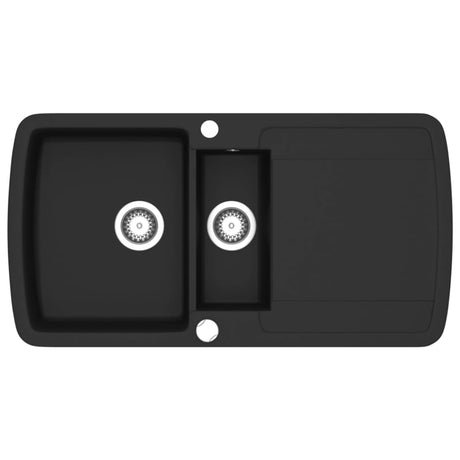 Vidaxl puits double bol en granit noir