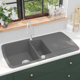 Vidaxl puits double bol gris granit
