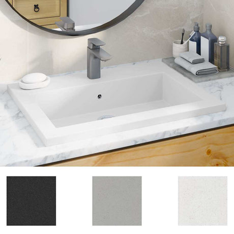 Vidaxl Washbasin 600x450x120 mm de granit blanc