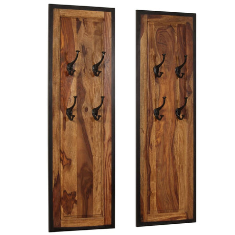VidaXL porte-manteaux 2 pcs bois de Sesham massif