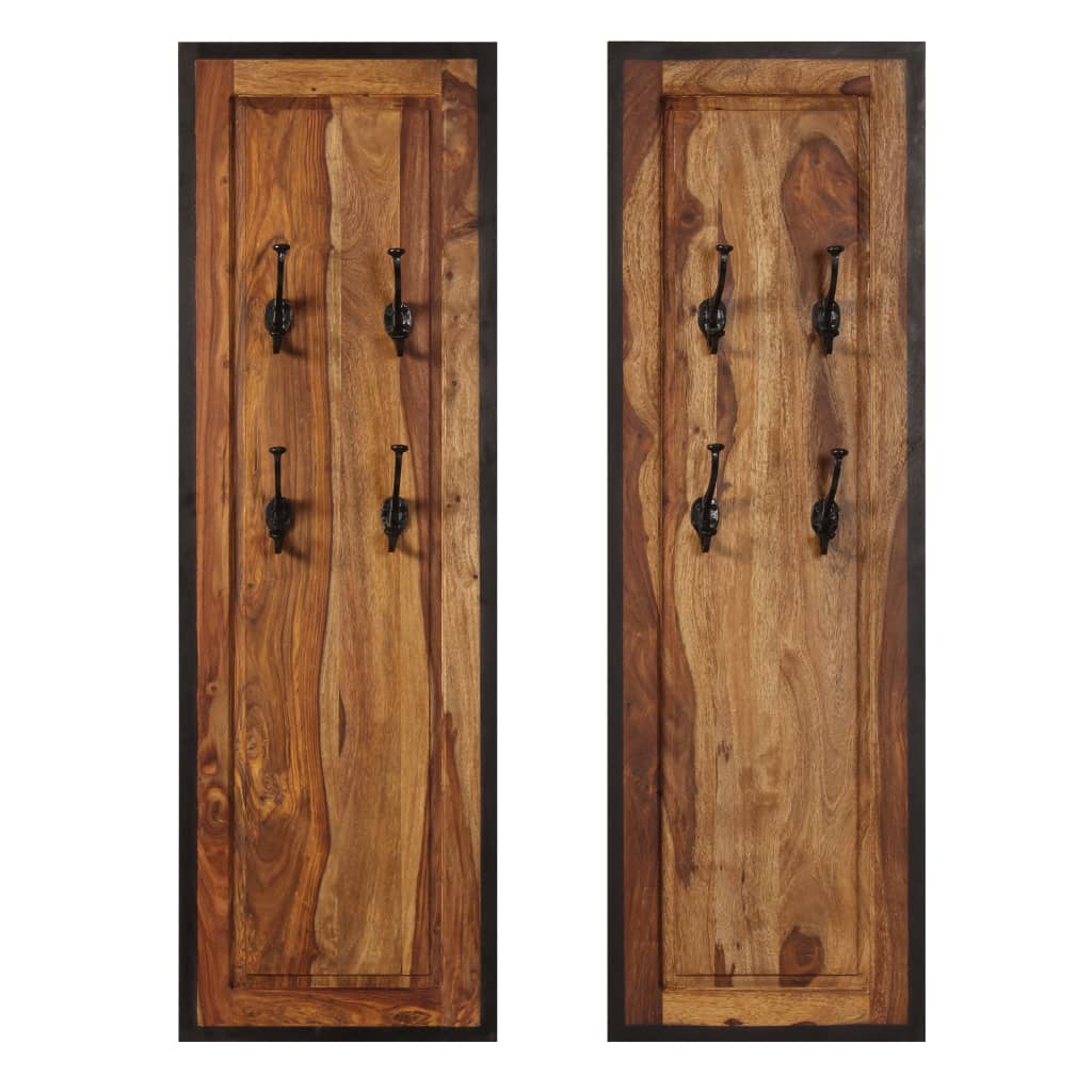 VidaXL porte-manteaux 2 pcs bois de Sesham massif