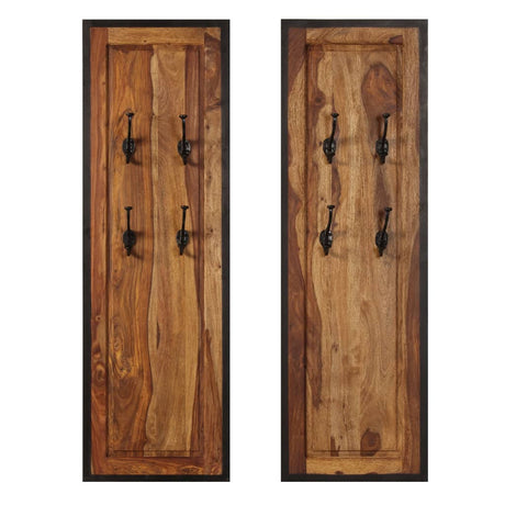 VidaXL porte-manteaux 2 pcs bois de Sesham massif