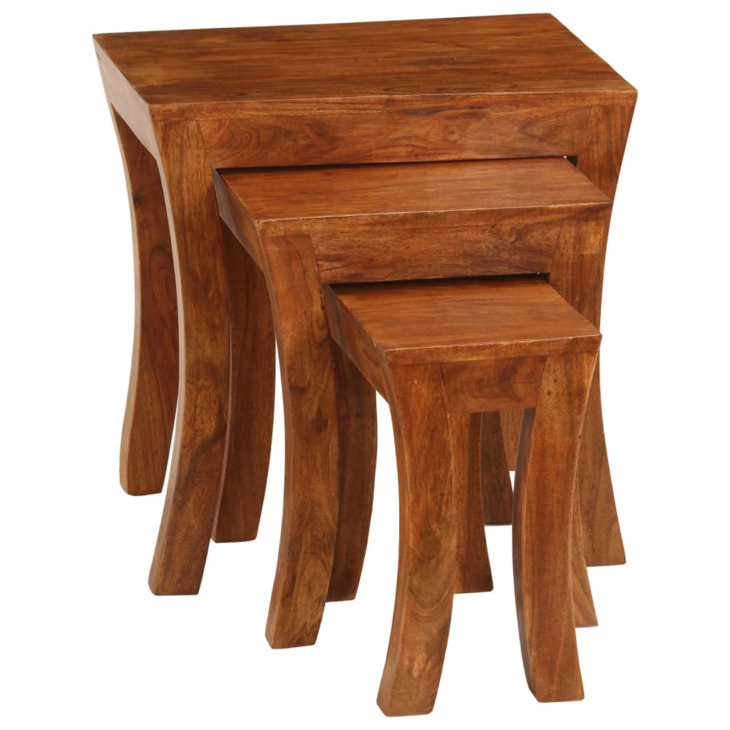 Vidaxl 3-delige tafeltjesset 50x35x50 cm massief acaciahout bruin