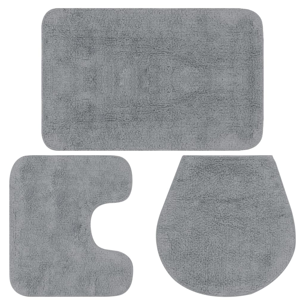 Vidaxl Bathmatting Set Fabric Grey 3-Piece