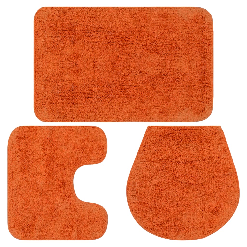 Vidaxl Bathmatting Set Fabric Orange 3-Piece