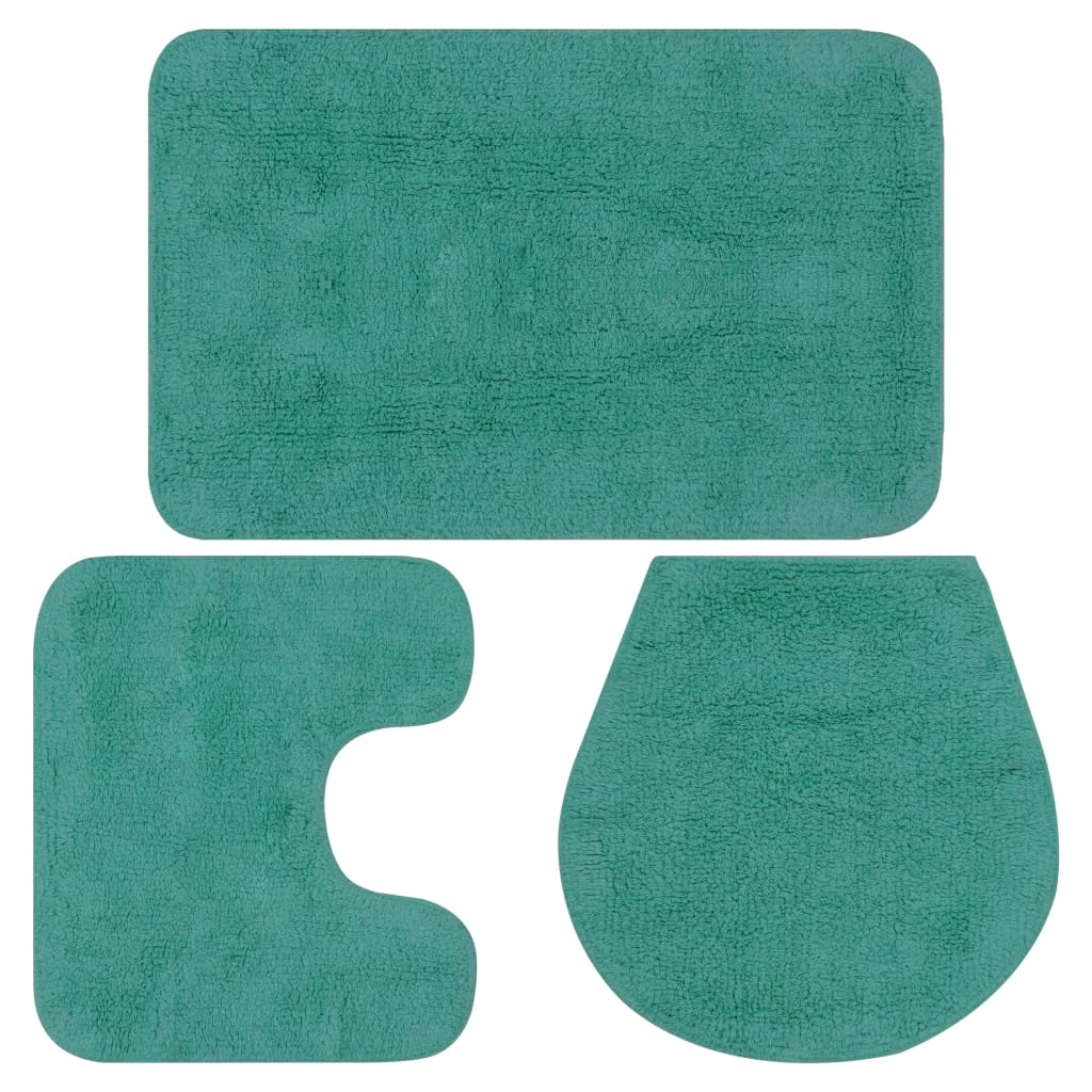 Vidaxl Bathmatting Set Fabric Turquoise 3-Piece