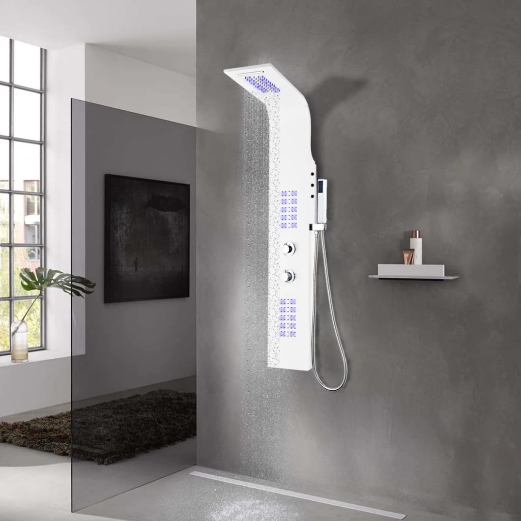 Panneau de douche Vidaxl 20x44x130 cm Aluminium blanc