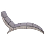 Vidaxl ligbed inklapbaar met kussen poly rattan grijs