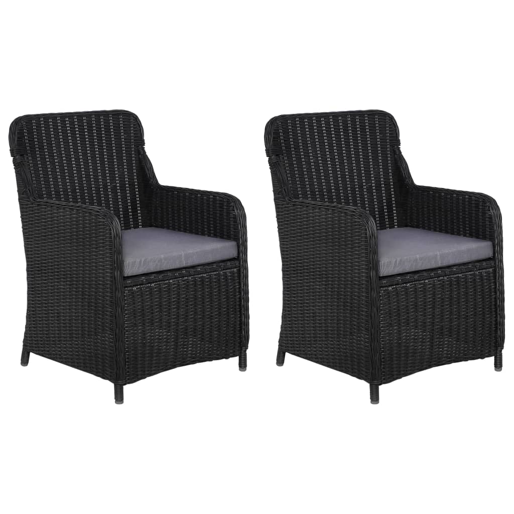 Vidaxl tuinstoelen 2 st met kussens poly rattan zwart