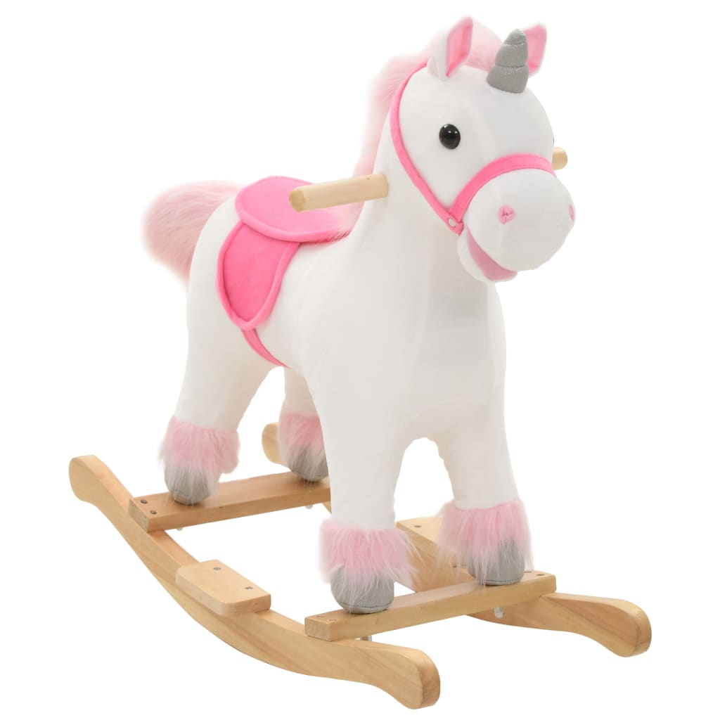 Vidaxl Hobbelier Unicorn 65x32x58 cm Blanc et rose en peluche