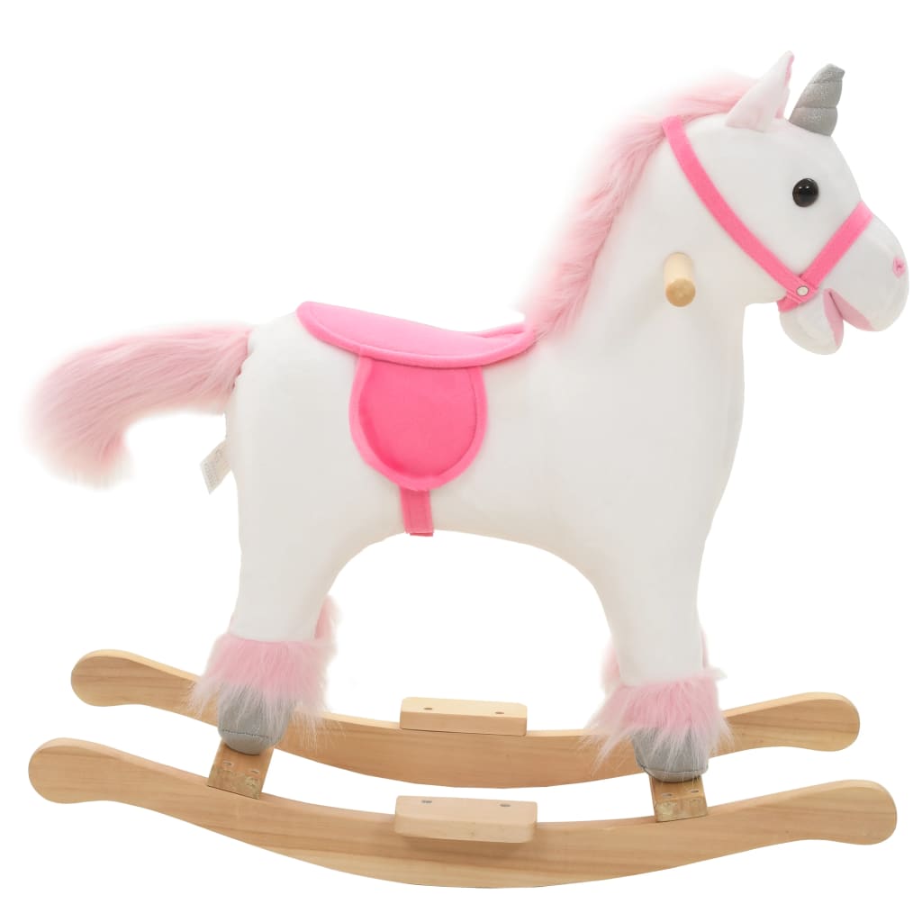 Vidaxl Hobbelier Unicorn 65x32x58 cm Blanc et rose en peluche