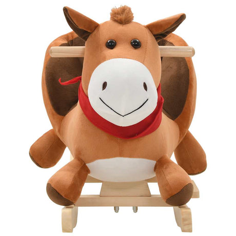 Vidaxl Hobbeldier Horse avec dossier 60x32x50 cm brun en peluche