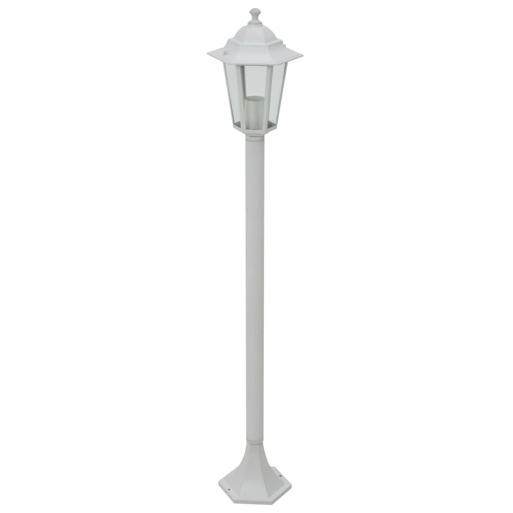 Vidaxl -Pfahlbeleuchtung für Garten E27 110 cm Aluminium Weiß 6 Sts