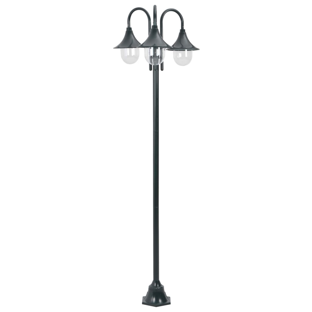 Vidaxl Paal Lighting Garden E27 220 cm aluminium mörkgrön 3-delar