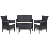 Vidaxl 4-delige loungeset met kussens poly rattan zwart