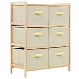 Vidaxl opbergmeubel met 6 stoffen manden cederhout beige