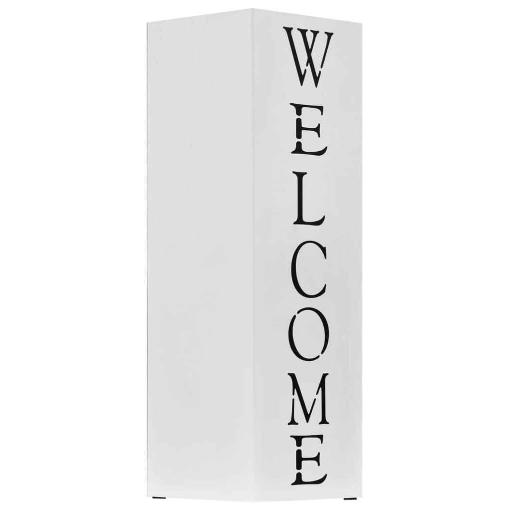 VidaXL Umbrella Holder Welcome Steel White