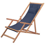 Vidaxl strandstoel inklapbaar stof en houten frame blauw
