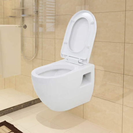 Vidaxl mur de toilettes en céramique blanc