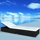 Vidaxl ligbed met kussen poly rattan zwart