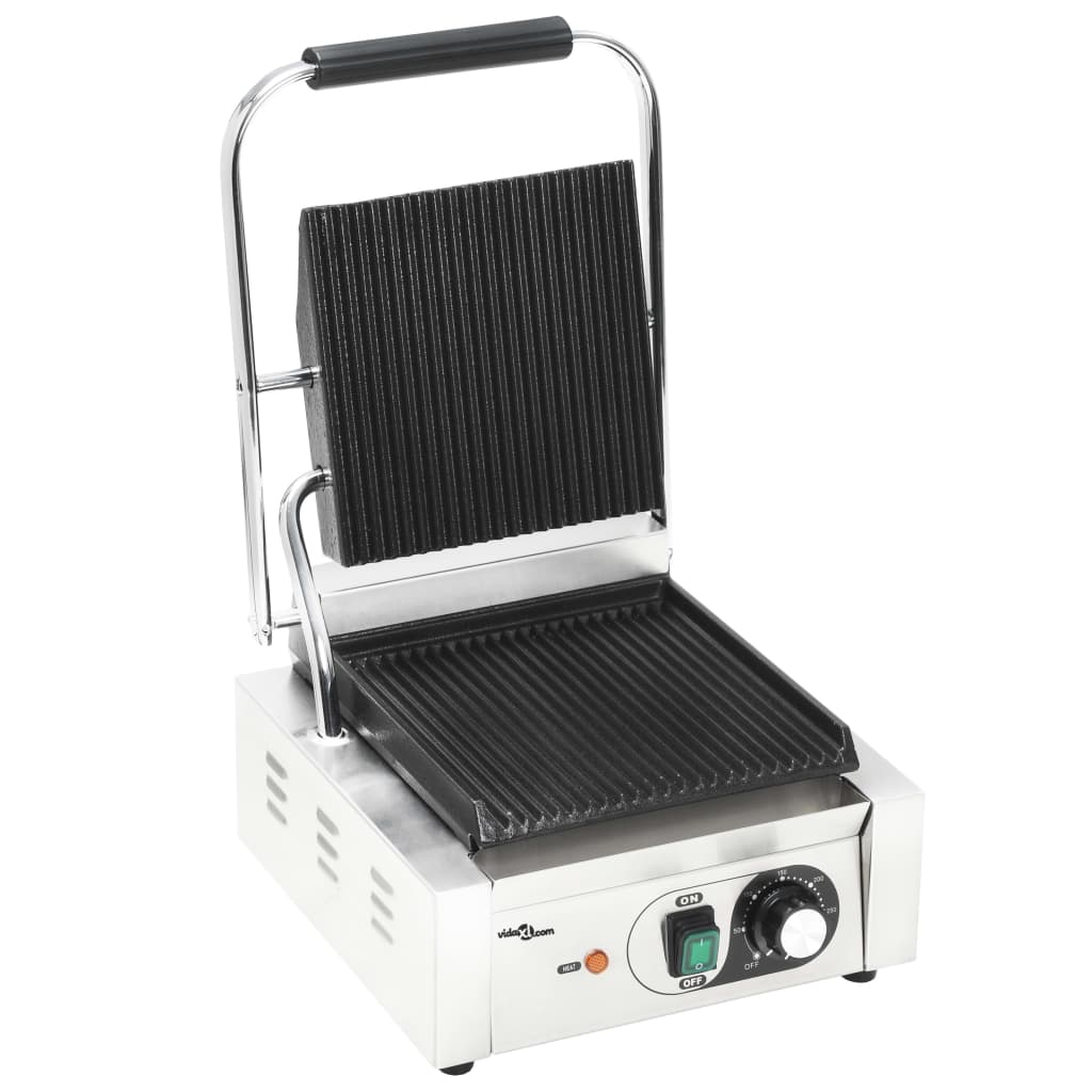 Vidaxl Panini Grill rillet 1800 W 31x30,5x20 cm rustfrit stål