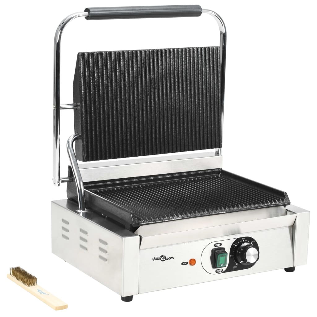 VidaXL grill panini rainuré 2200 w 43x30,5x20 cm