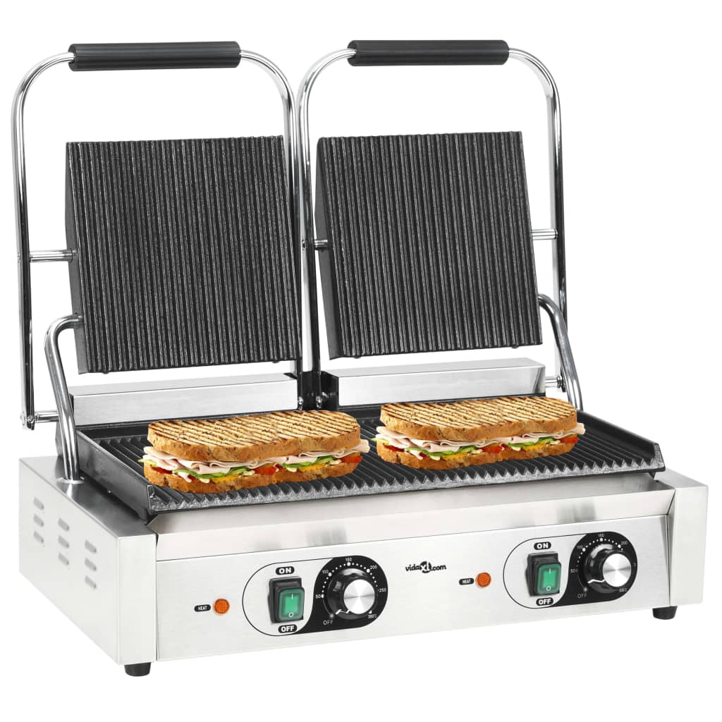 VidaXL grill panini double rainure 3600 w 57x30,5x20 cm