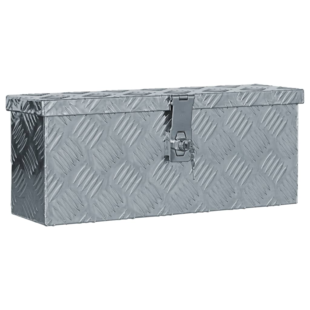 Vidaxl Aluminiumbox 48,5x14x20 cm sëlwer faarweg