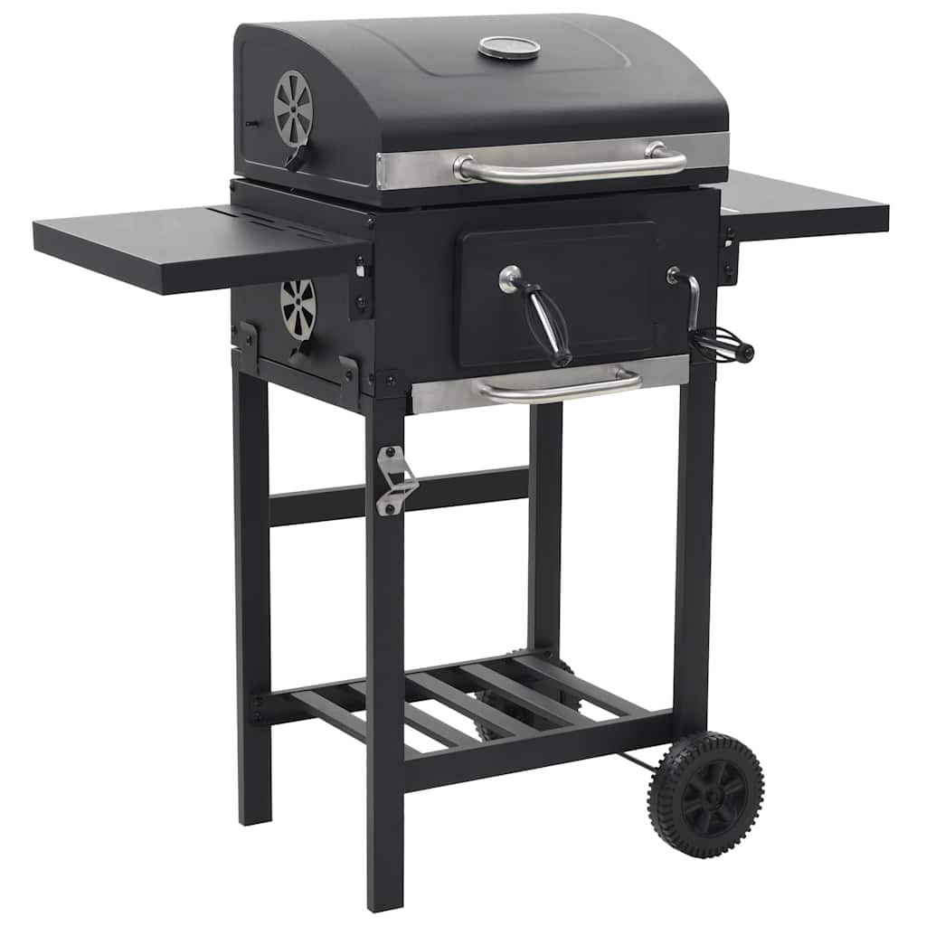Barbecue de charbon de bois vidaxl avec noir sous-plan noir