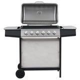 Vidaxl gas barbecue with 6 cooking zones stainless steel silver colored