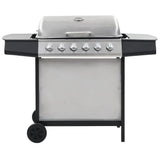 Vidaxl gas barbecue with 6 cooking zones stainless steel silver colored