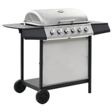 Barbecue à gaz vidaxl avec 6 zones de cuisson en acier inoxydable couleur