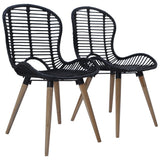 Vidaxl eetkamerstoelen 2 st natuurlijk rattan zwart