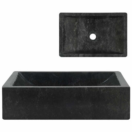 Évier vidaxl 45x30x12 cm marbre haut brillant noir