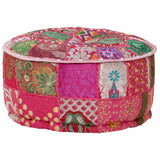 Vidaxl poef patchwork rond handgemaakt 40x20 cm katoen roze