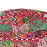 Vidaxl poef patchwork rond handgemaakt 40x20 cm katoen roze