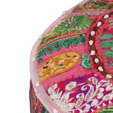 Vidaxl poef patchwork rond handgemaakt 40x20 cm katoen roze