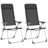 Chaises de camping vidaxl pliable aluminium noir 2 sts