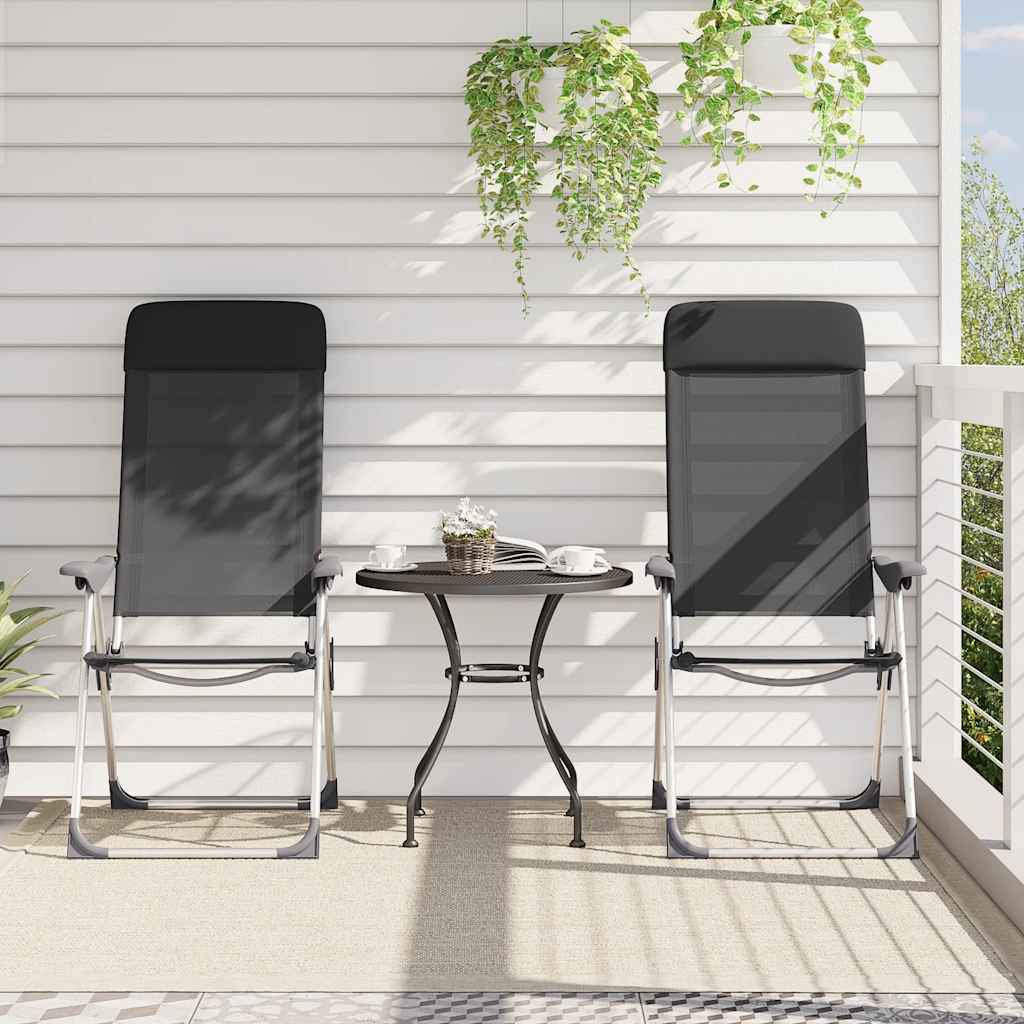 Chaises de camping vidaxl pliable aluminium noir 2 sts