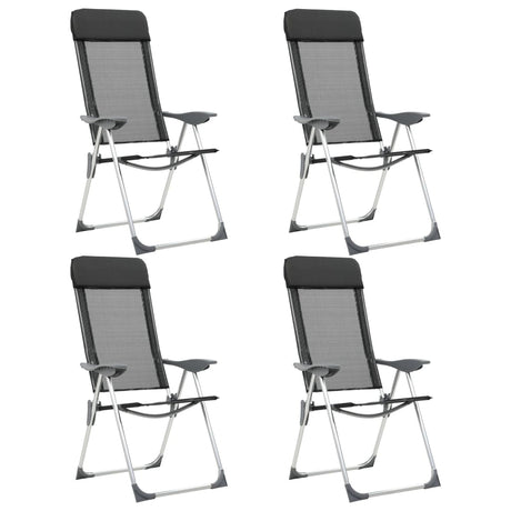 Chaises de camping vidaxl pliable en aluminium noir 4 m