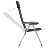 Chaises de camping vidaxl pliable en aluminium noir 4 m