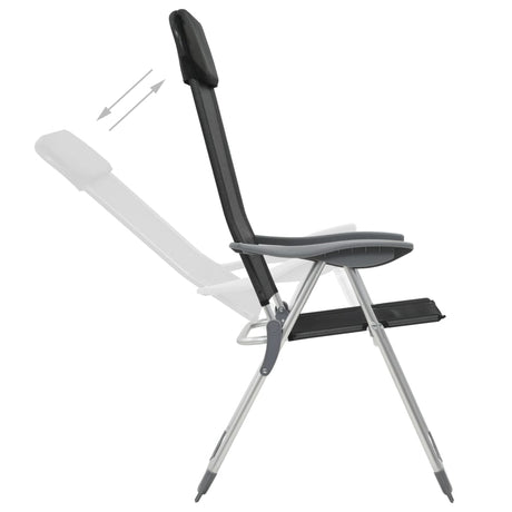 Chaises de camping vidaxl pliable en aluminium noir 4 m