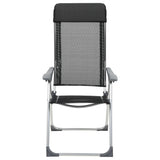 Chaises de camping vidaxl pliable en aluminium noir 4 m