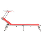 Vidaxl ligbed inklapbaar met dak aluminium en textileen rood