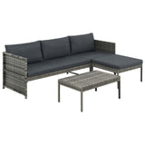 Vidaxl 3-delige loungeset met kussens poly rattan grijs